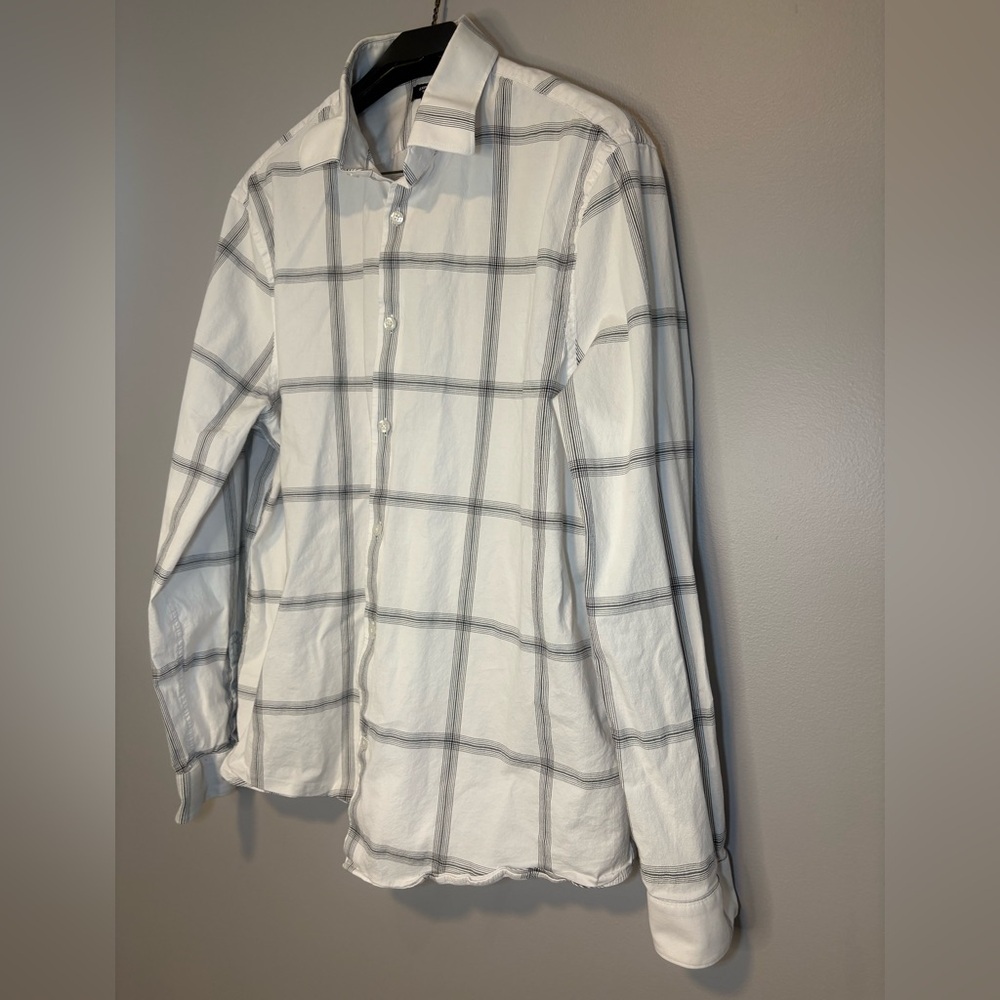 Express White and Gray Plaid Men's Button Up Shirt size xl - Picture 2 of 7
